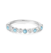 Sterling Silver Bezel Set Ring w/ Created Turquoise - Size 6.75